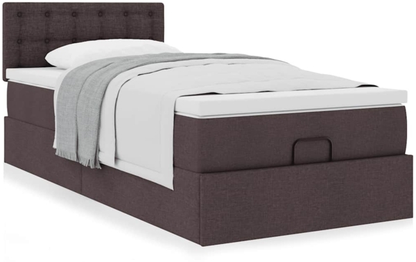 vidaXL Ottoman-Bett mit Matratze Dunkelbraun 100x200 cm Stoff 3311604 Bild 3