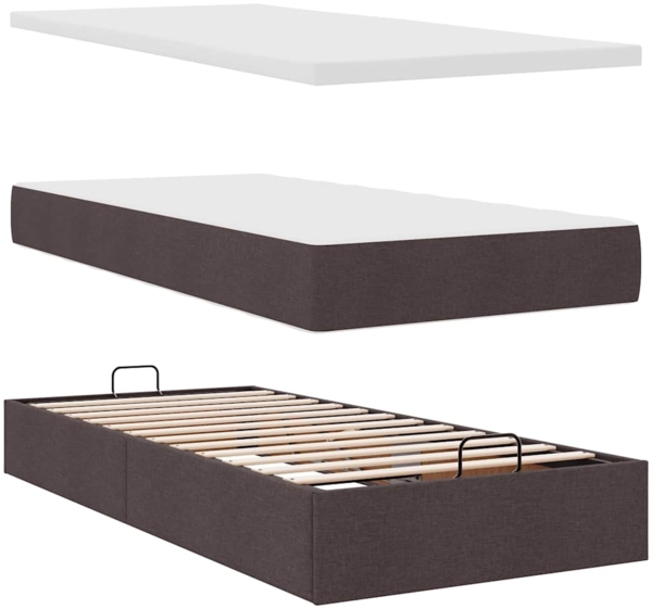 vidaXL Ottoman-Bett mit Matratze Dunkelbraun 100x200 cm Stoff 3311604 Bild 7