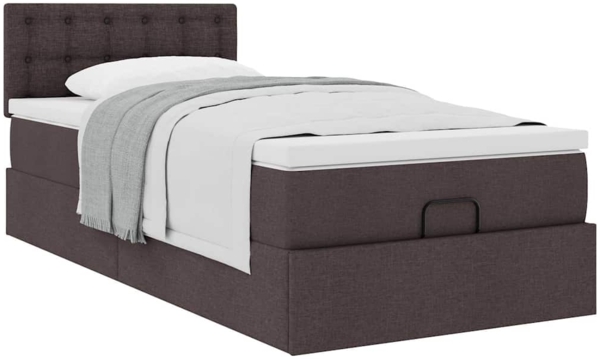 vidaXL Ottoman-Bett mit Matratze Dunkelbraun 100x200 cm Stoff 3311604 Bild 4