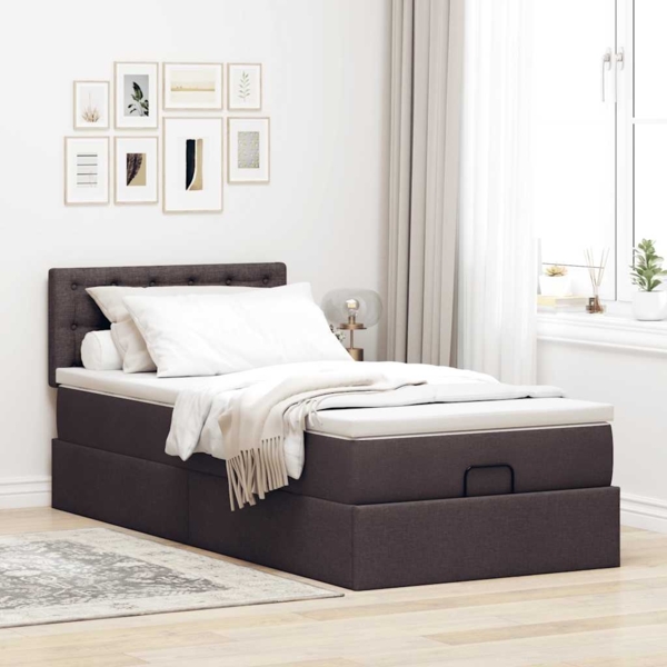 vidaXL Ottoman-Bett mit Matratze Dunkelbraun 100x200 cm Stoff 3311604 Bild 2