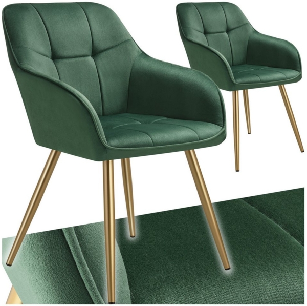 tectake Esszimmerstuhl Stuhl Marilyn, Samtoptik, gesteppt (Set, 2 St), Extra weicher Samtbezug mit elegantem Steppmuster