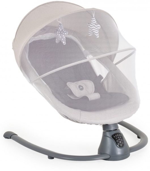 Cangaroo Babywippe elektrisch Zara Schaukelfunktion, Musik, Timer, Moskitonetz hellgrau