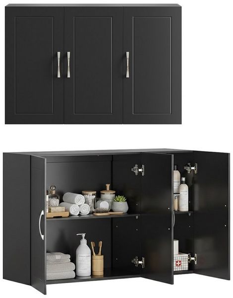 SoBuy Hängeschrank FRG231, Wandschrank Badezimmerschrank Küchenschrank Badschrank mit 2/3 Türen, mit verstellbaren Ablagen, 30 x 60 x 60/90cm