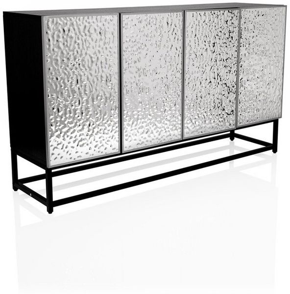 hjh LIVING Kommode METALLIO Sideboard H/B/T: 80.0 x 140.0 x 37.0 cm, Sideboard mit zwei Doppeltüren, Höhe der Einlegeböden verstellbar