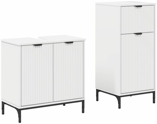vidaXL Badezimmermöbel-Set mit Regal 2 pcs Weiß Sperrholz und Metall 3393093