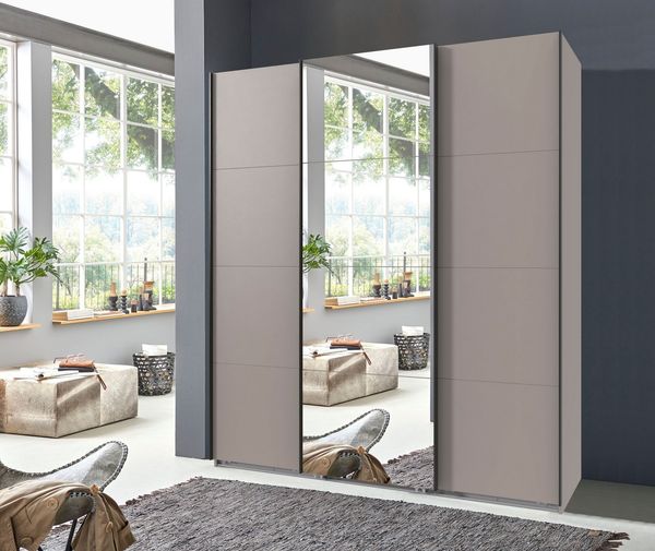 Wimex Kleiderschrank Mugano, Made in Germany, Lieferung bis in Deine Etage und Stellort (wähle Deine Ausstattung: Basic oder Premium) 3 Schwebetüren, große Größen, mit oder ohne Spiegel, Metallgriffe