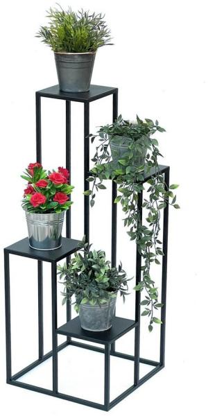 DanDiBo Blumentreppe Metall Schwarz 90 cm Pflanzentreppe Blumenständer 96354 Blumensäule Modern Pflanzenständer Blumenhocker