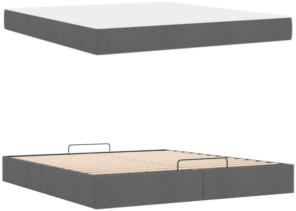 vidaXL Bettgestell mit Speicher Dunkelgrau 180 x 200 cm Stoff 3399509 Bild 4