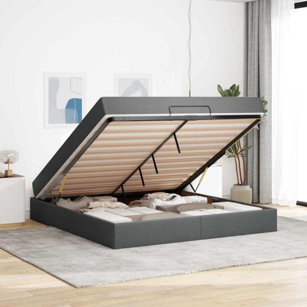 vidaXL Bettgestell mit Speicher Dunkelgrau 180 x 200 cm Stoff 3399509 Bild 3