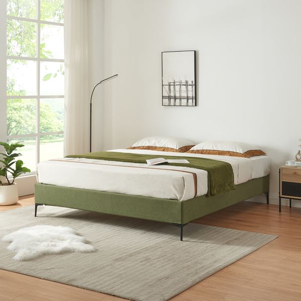 Doppelbett Lilla Cord 180x200 cm Grün [en. casa]