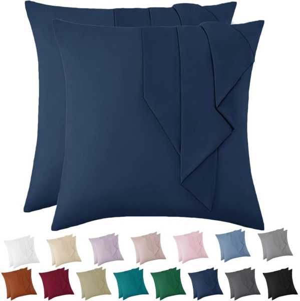Kissenbezug 80x80 Dunkelblau Mikrofaser 2er Set Hypoallergen Öko-Zertifikat
