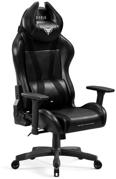 Diablo X-Horn 2. 0 Gaming Stuhl Bürostuhl Gamer Chair Schreibtischstuhl 3D Armlehnen Ergonomisches Design Nacken/- Lendenkissen Kunstleder Wippfunktion Schwarz King (XL)