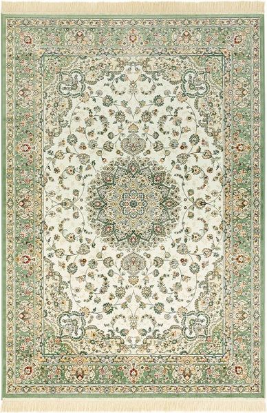 NOURISTAN Teppich Orientalischer Samt Teppich Fransen Antik NaIn-Ivory Grün, rechteckig, Höhe: 5 mm
