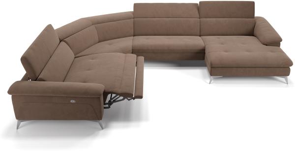 Sofanella Wohnlandschaft STELLA Stoffbezug Sofalandschaft Ecksofa in Hellbraun