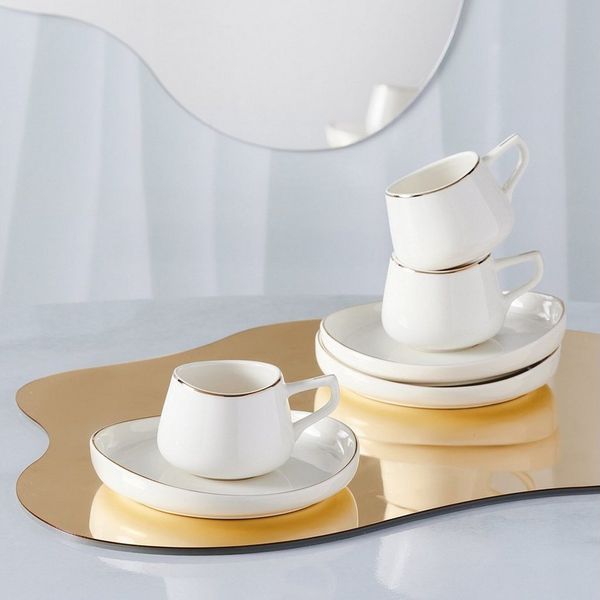 Karaca Kaffeeservice Karaca Streamline Hole 90ml Kaffeettase mit Untertasse für 6 Personen