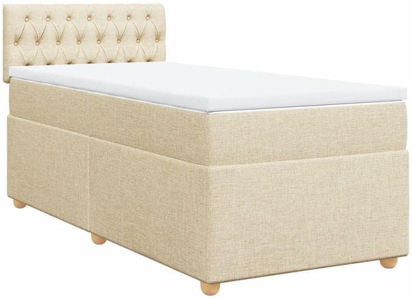 vidaXL Boxspringbett mit Matratze Creme 100x200 cm Stoff 3288903 Bild 3