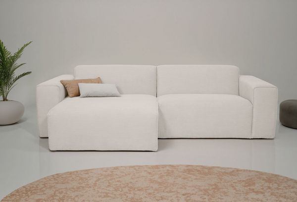 OTTO home Ecksofa Koa, 228 cm, L-Form, Modulsofa in Cord, Chenille, Struktur, Webstoff, Designsofa, weicher Lounge-Sitzkomfort, Welleunterfederung, bodentief