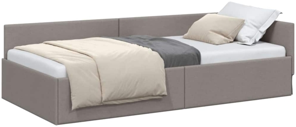 vidaXL Eckbettgestell mit Kopfteil Taupe 90 cm x 200 cm Stoff 42016048 Bild 2