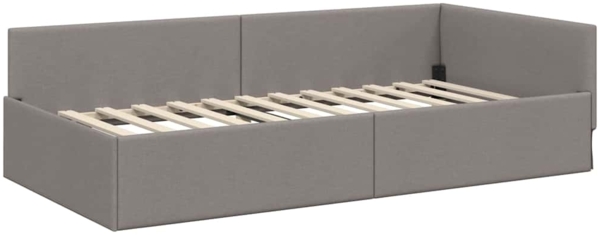 vidaXL Eckbettgestell mit Kopfteil Taupe 90 cm x 200 cm Stoff 42016048 Bild 1