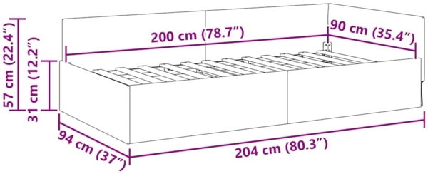 vidaXL Eckbettgestell mit Kopfteil Taupe 90 cm x 200 cm Stoff 42016048 Bild 10