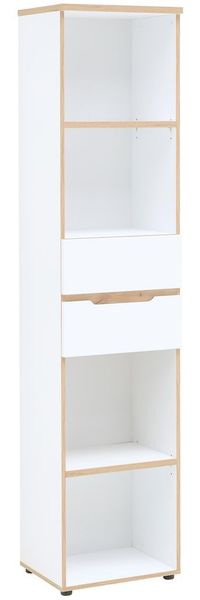 Büroregal MEMPHIS Weiß supermatt & Artisan Eiche – 2 Schubkästen