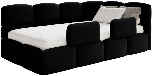 Selsey 'Cloudy' Kinderbett 90x200, mit Matratze, Rausfallschutz, Kopfteil rechts, Schwarz