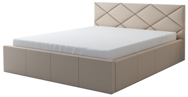 Polsterbett VIGI-OM 140x200 ohne Matratze, Bettkasten und Lattenrost. Farbe: Beige 04