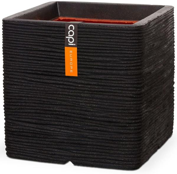 Capi Blumentopf Nature Rib Quadratisch 30x30 cm Schwarz KBLR902 424204