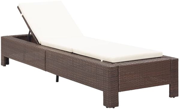 vidaXL Sonnenliege mit Auflage Braun Poly Rattan 46235