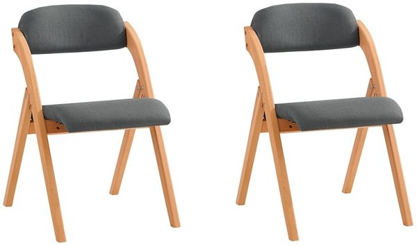 SoBuy FST92-SGX2 2 Klappstühle, Massivholz, Lackiert, Dunkelgrau, 59 x 76,99 x 47,5 cm