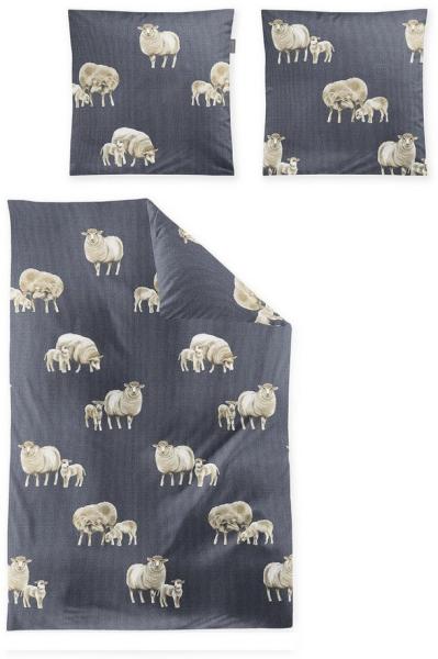 Irisette Biber Bettwäsche Panda 8545-20 Schafe Anthrazit Grau 135x200