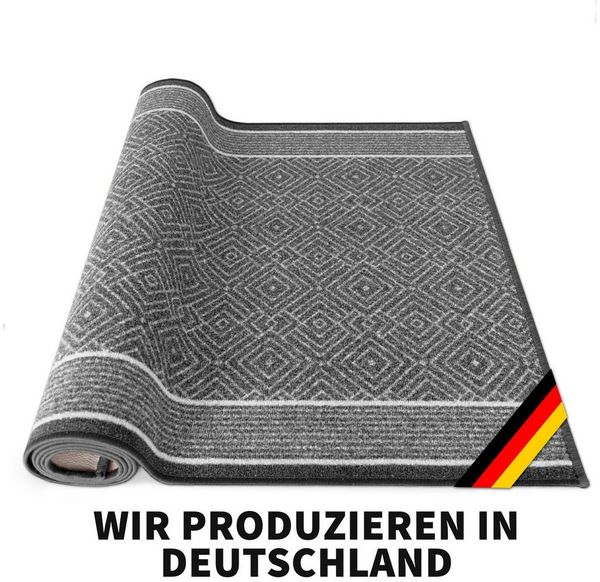 Karat Teppich Läufer Olymp, Flur Teppichläufer im Rauten Design, rutschhemmender Gelrücken, Polyamid Flurläufer für Flur & Wohnzimmer