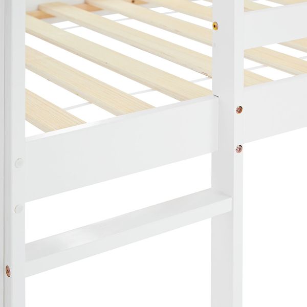 Homestyle4u Hochbett, Kiefernholz weiß, 90x200 cm Bild 9