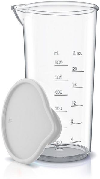 Arendo Messbecher mit Deckel, 600ml, 20 Unzen, Klarsichtbecher, Mixbecher aus Kunststoff, Kunststoff, ideal für elektrische Handmixer, Stabmixer & Handrührer