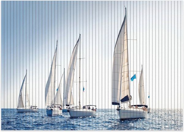 Wallario Schaum-Badematte Segelschiff auf dem Meer, Höhe 5.5 mm, rutschhemmend, geeignet für Fußbodenheizungen, Polymer-Schaum, rechteckig