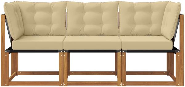 vidaXL Outdoor Mittel- und Ecksofa mit Kissen 3 Stück Natur 900624 Bild 5