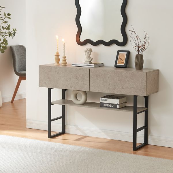 Konsolentisch Varberg 75x120x30 cm Betonoptik, hell [en. casa]