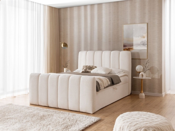 Boxspringbett Schlafzimmerbett DENIS 120x200cm Stoff Catch Me Creme