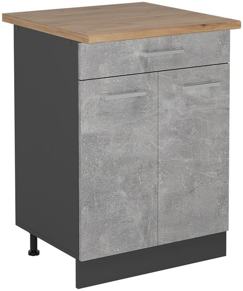 Küchenunterschrank R-Line Beton 60 cm , AP Eiche Vicco