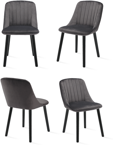 GOEURVANT 993 Esszimmerstühle 4er-Set, Samt - Dunkelgrau