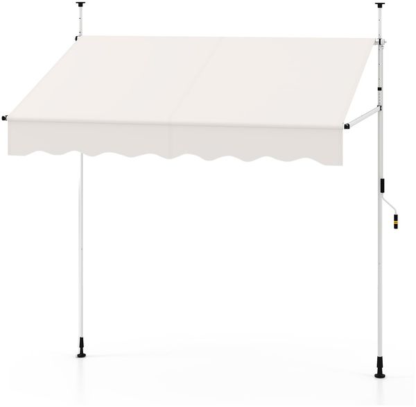 Klemmmarkise 200cm Balkonmarkise ohne Bohren mit Handkurbel Höhenverstellbar & UV-beständig 200 cm Weiß
