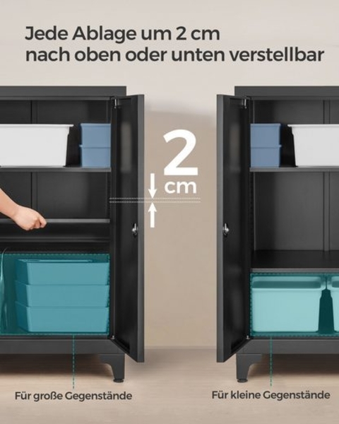 Songmics Aktenschrank, Mehrzweckschrank, Büroschrank mit 2 Türen, Schrank abschließbar, Stahl, tintenschwarz, 40 x 60 x 90 cm Bild 4