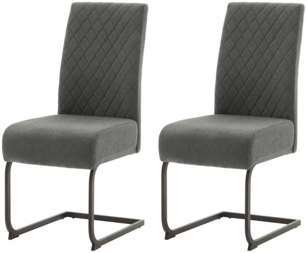 2 x Stuhl Derry anthrazit Freischwinger Chenille