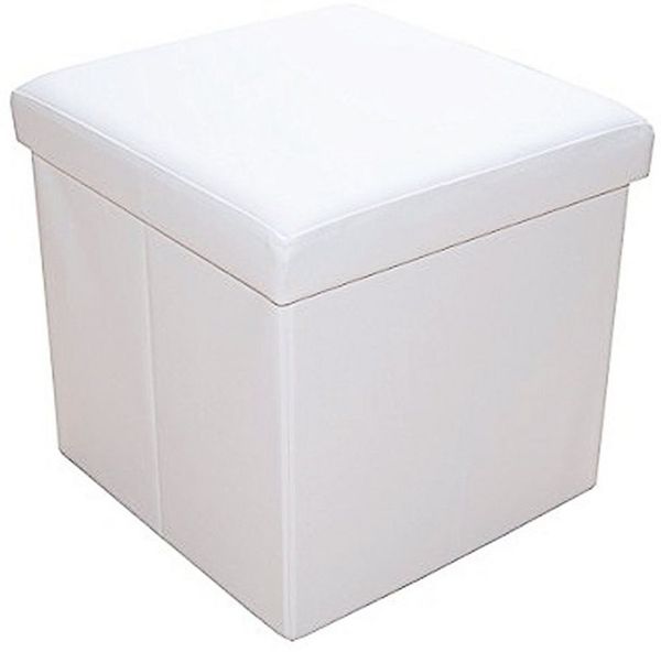 style home Sitzhocker faltbare Sitzbank mit Stauraum, 38*38*38cm (Aufbewahrungsbox mit Deckel, gepolstert Sitzwürfel Fußhocker, Sitztruhe aus Kunstleder), für Wohnzimmer Schlafzimmer Kinderzimmer, Weiß