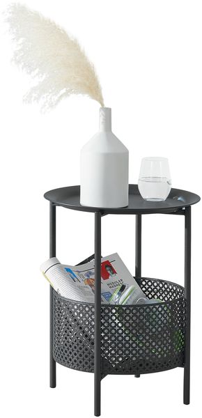 Beistelltisch Kruibeke 46x35cm mit Korb Schwarz [en. casa]