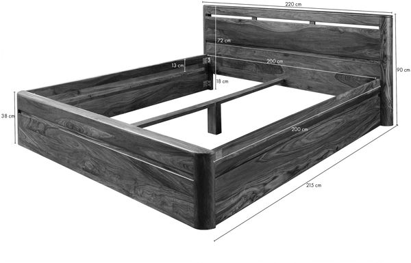 Bett Sheesham 200x200x90 rot-braun gebeizt TORONTO #158 Bild 5