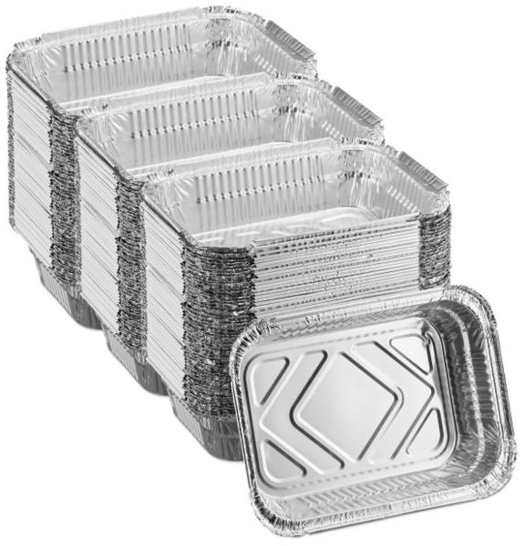 Relaxdays Aluschalen Grill 150er Set, 4,5 x 18,5 x 13 cm