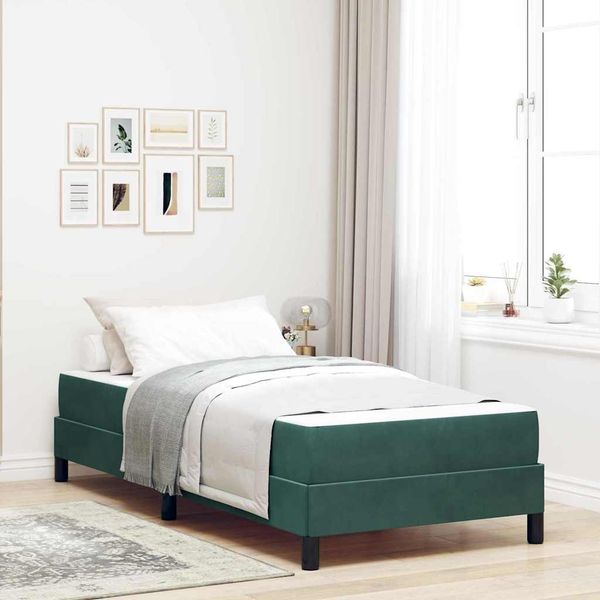 vidaXL Boxspringbett mit Matratze Dunkelgrün 80 x 220 cm Stoff 3398770