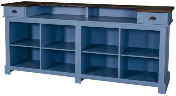 Casa Padrino Landhausstil Thekenschrank Blau / Schwarz 240 x 65 x H. 107 cm - Ladentheke im Landhausstil