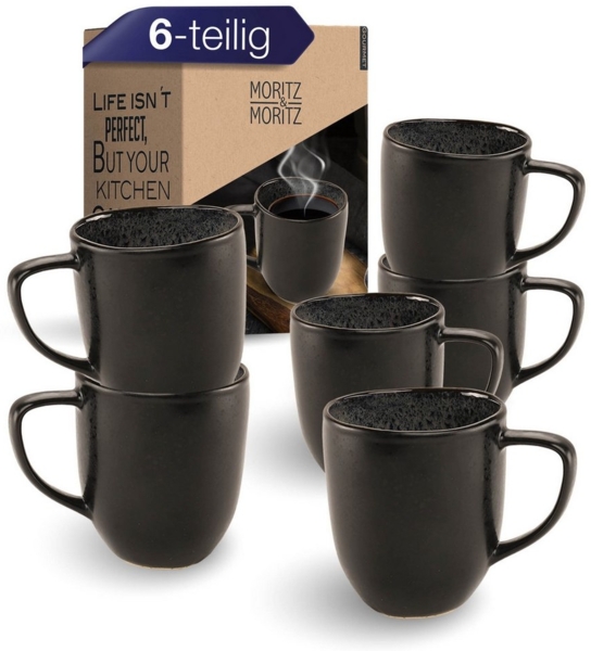 Moritz & Moritz Tasse Moritz & Moritz ORGANIC reaktiv grau Tassen Set 6tlg, Steinzeug, für 6 Personen - spülmaschinen- und mikrowellengeeignet